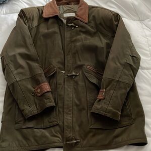Jacobson’s vintage men’s XL dark green genuine seude leather coat